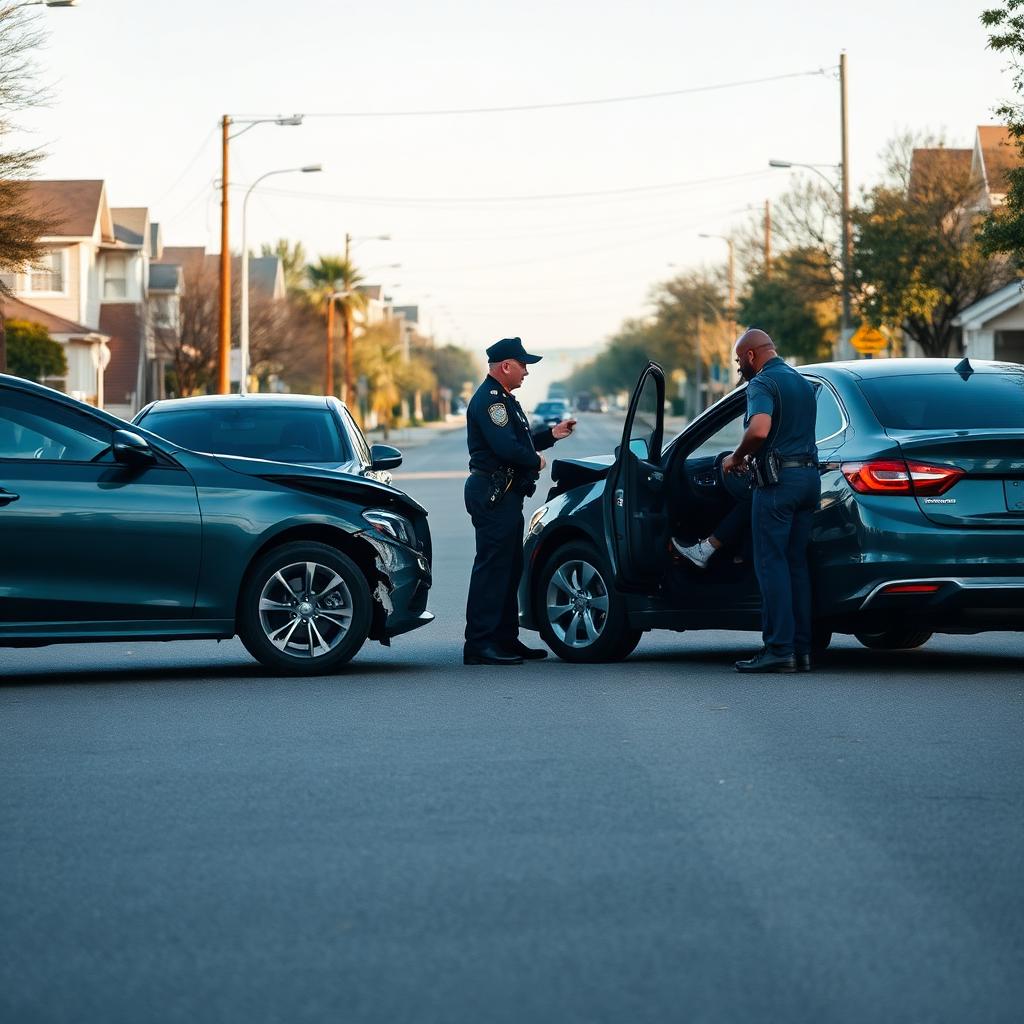 Police officers responding to a car accident scene